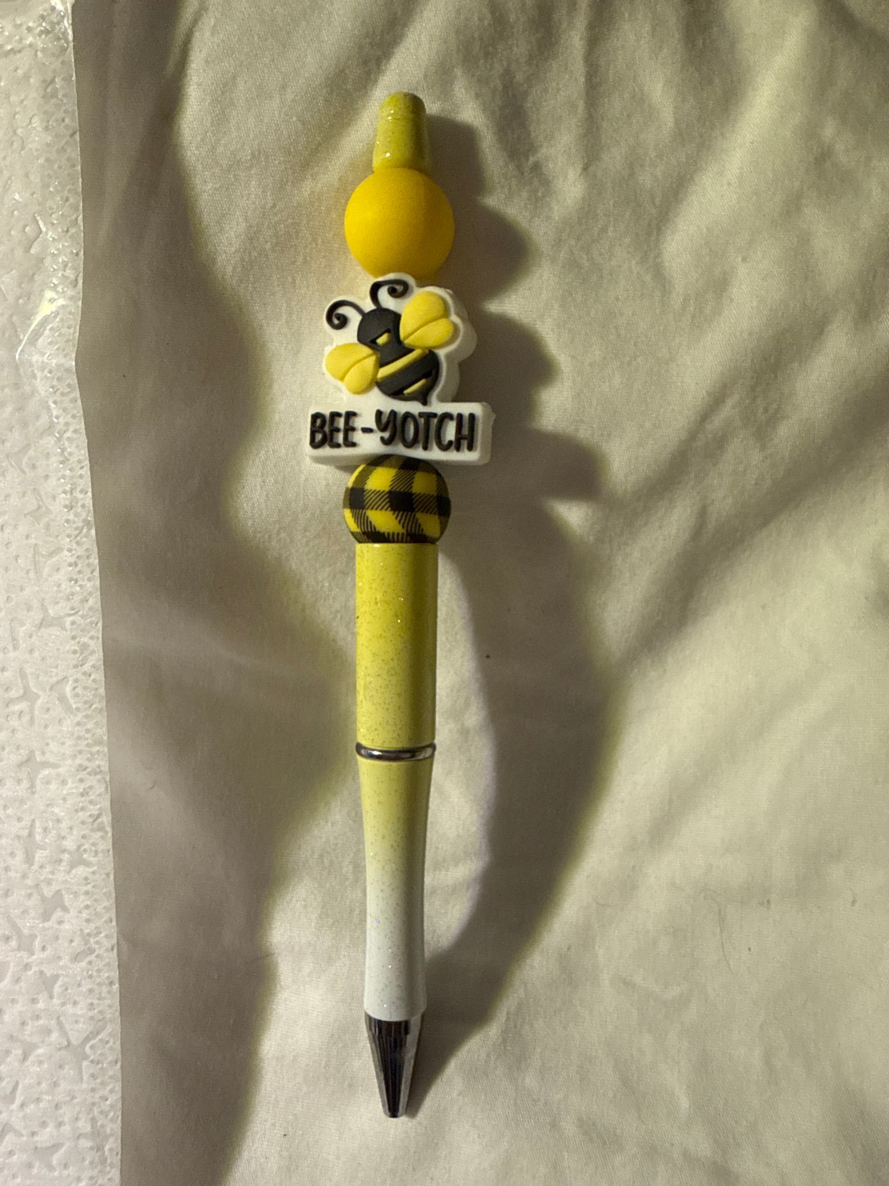 Yellow Bee Beaded Pen  001